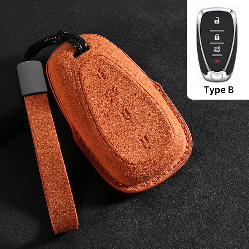 Car Key Case Cover Protective Shell for Chevrolet Chevy Malibu Camaro Cruze Traverse Spark Equinox Sonic Volt Suede Car Keychain