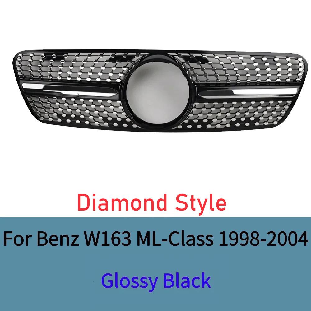 For Mercedes W163 ML320 ML350 ML270 ML400 ML430 1998-2004 Diamond GT Style Front Bumper Grille Plastic Mesh Racing Grill Cover