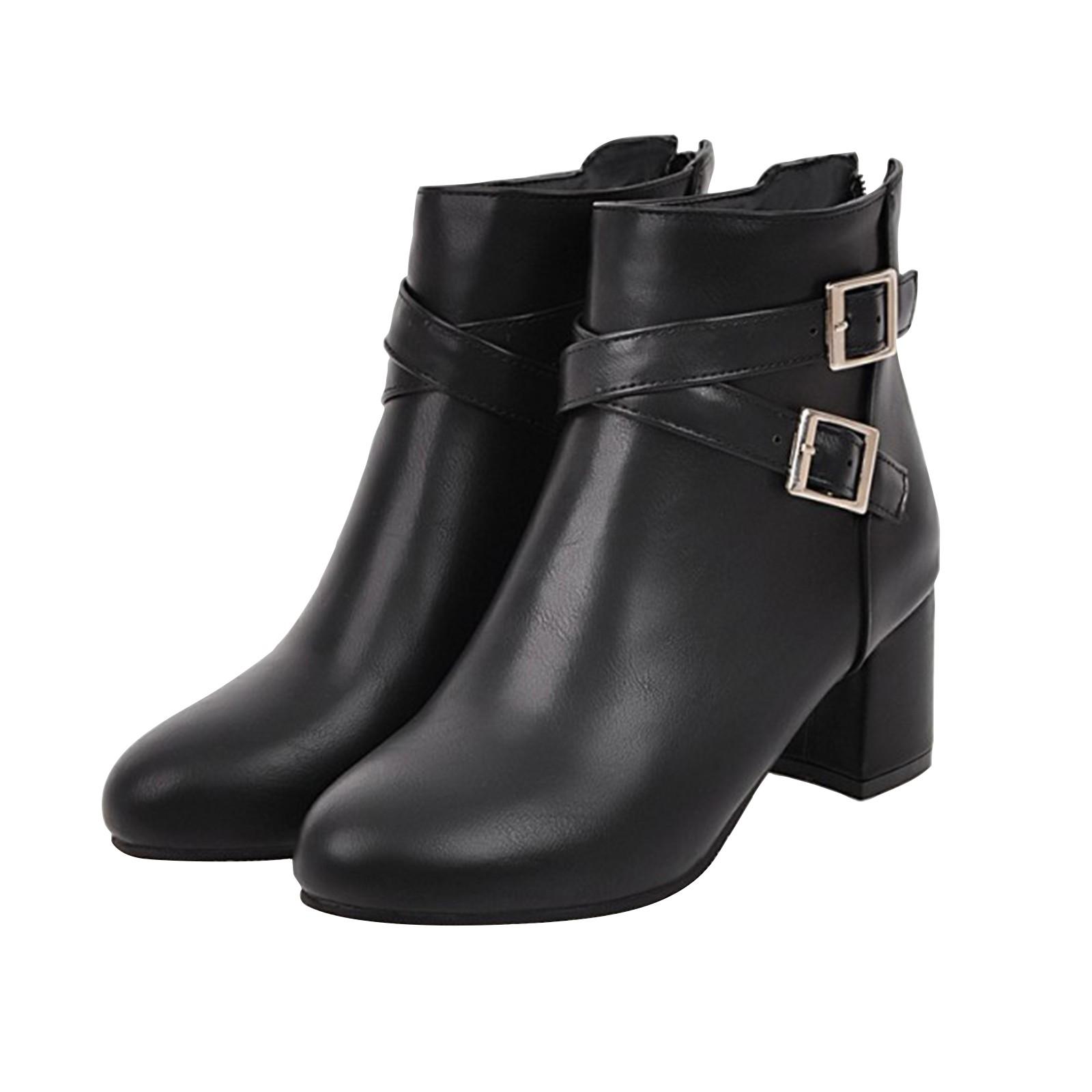 

Женские сапоги на толстом каблуке с острым носком Короткие сапоги Ботинки Женские сапоги 43 чёрный