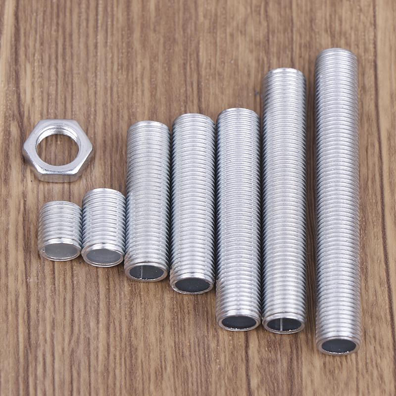 Hot Sale 10Pcs M10 Lamp Tooth Tube Metal Hollow Threaded Tube Screw Nut Lamp Cap Galvanized Chandelier Connect Rod Fixed Base