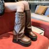 The New Shoes Are Versatile Thick-soled Height-increasing Thigh-high Boots and Retro Women's Slimming Knight Boots