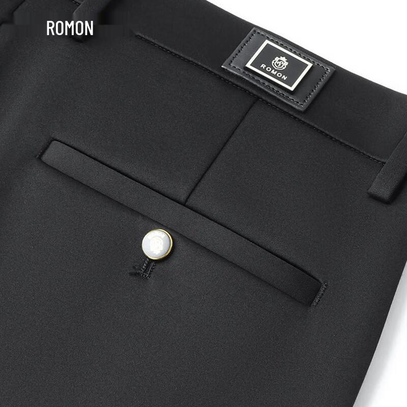 ROMON Men's Silk Blend Fleece-Lined Business Casual Trousers