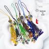 Cloisonné Blue Pendant Car Ornament with Fan Tassel - Handmade Hanfu Accessory