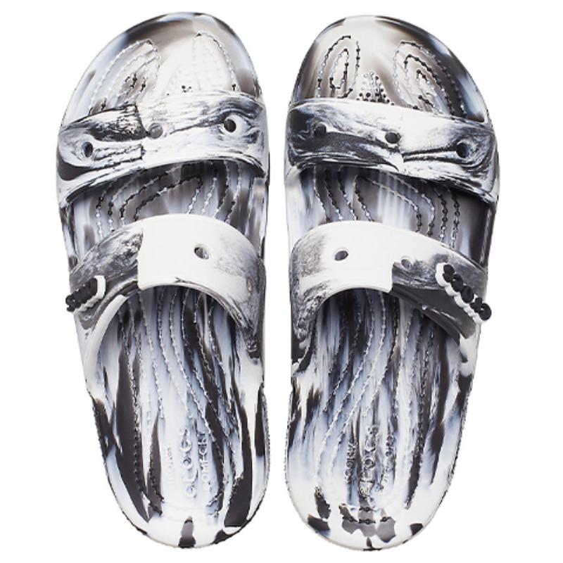 Crocs Classic Clog Marble Beach Sports Slippers Unisex White Black