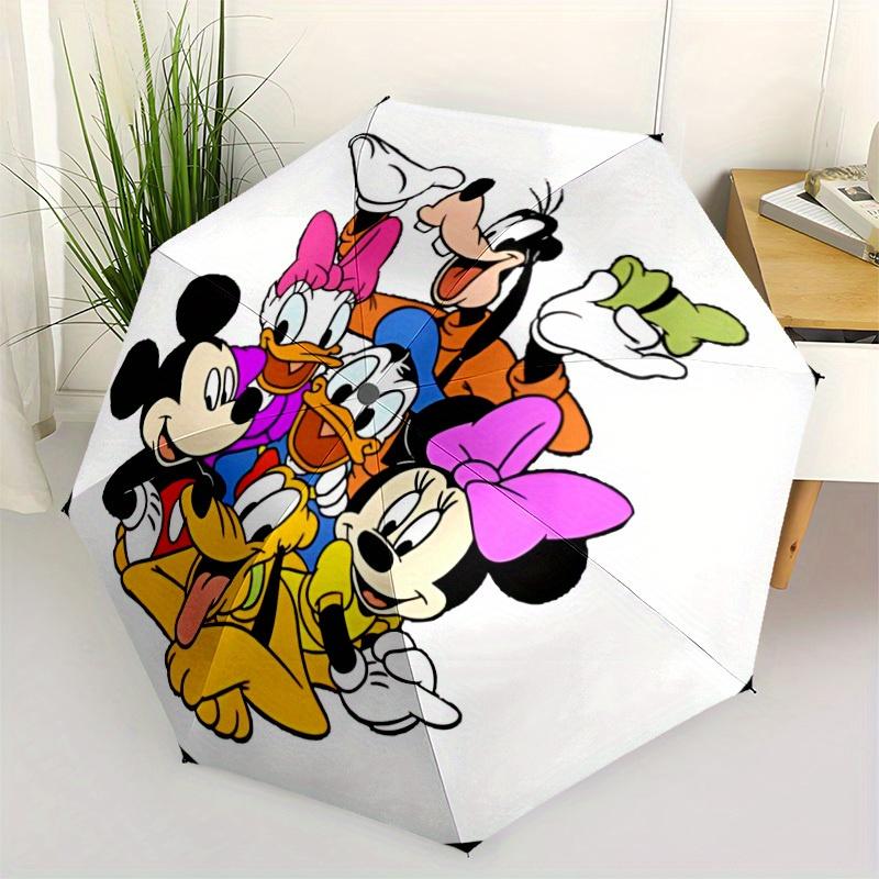1pc Mickey Mouse Automatic Folding Umbrella: Compact 8-rib Design Cartoon Travel Companion for Outdoor, Casual Accessory