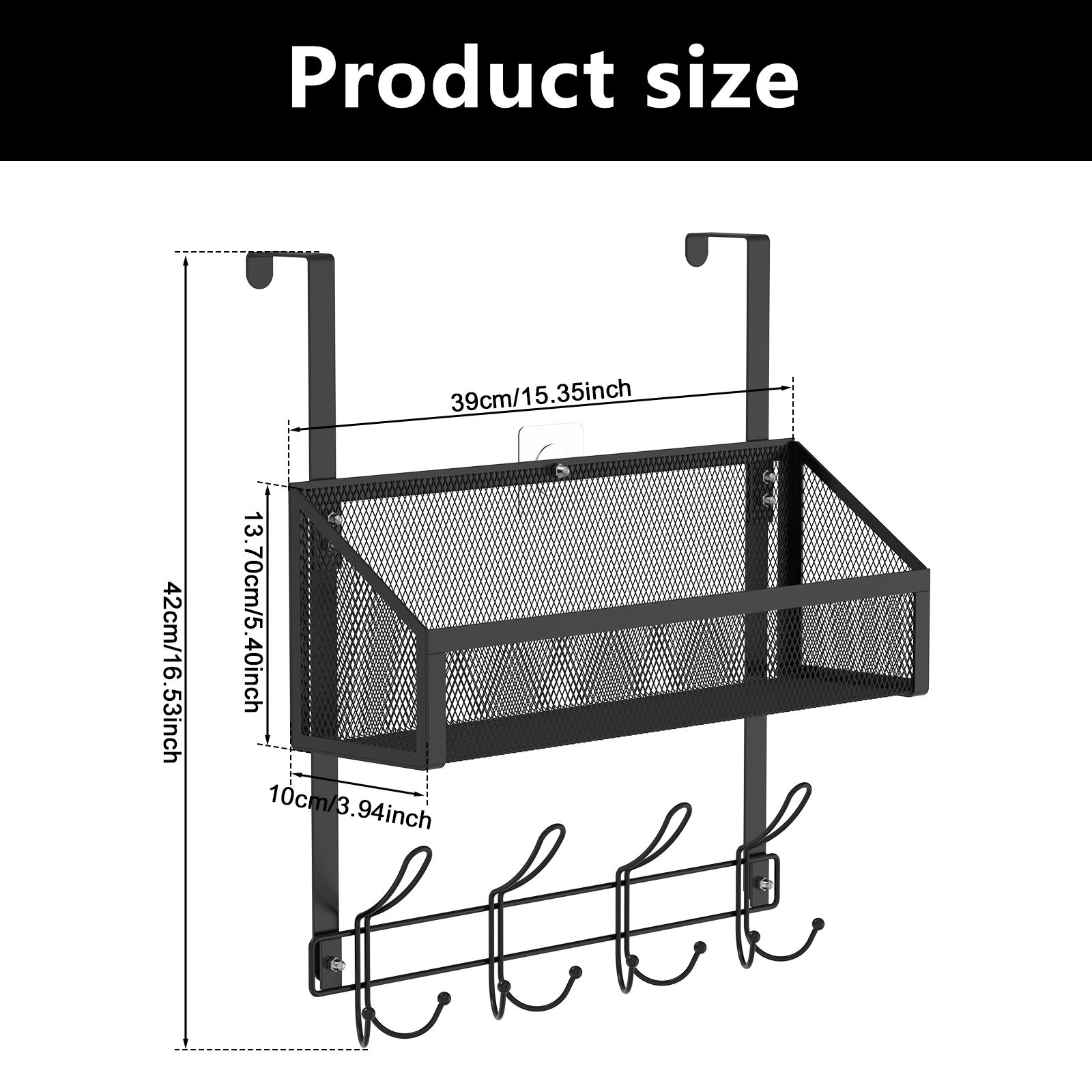 

1/2-слойный металлический настенный органайзер-стойка над дверью, держатели для хранения всякой всячины с 8 крючками для дома, кухни, ванной комнаты