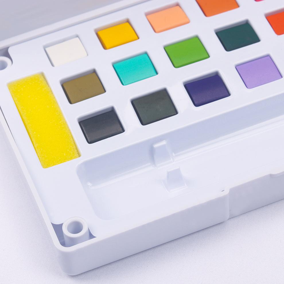 Portable Watercolor Gouache Paint Set - 12/18/36 Colors with Water Brush