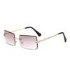 Vintage Brown Square Sunglasses Woman Luxury Brand Small Rectangle Sun Glasses Female Gradient Mirror Rimless Oculos De Sol