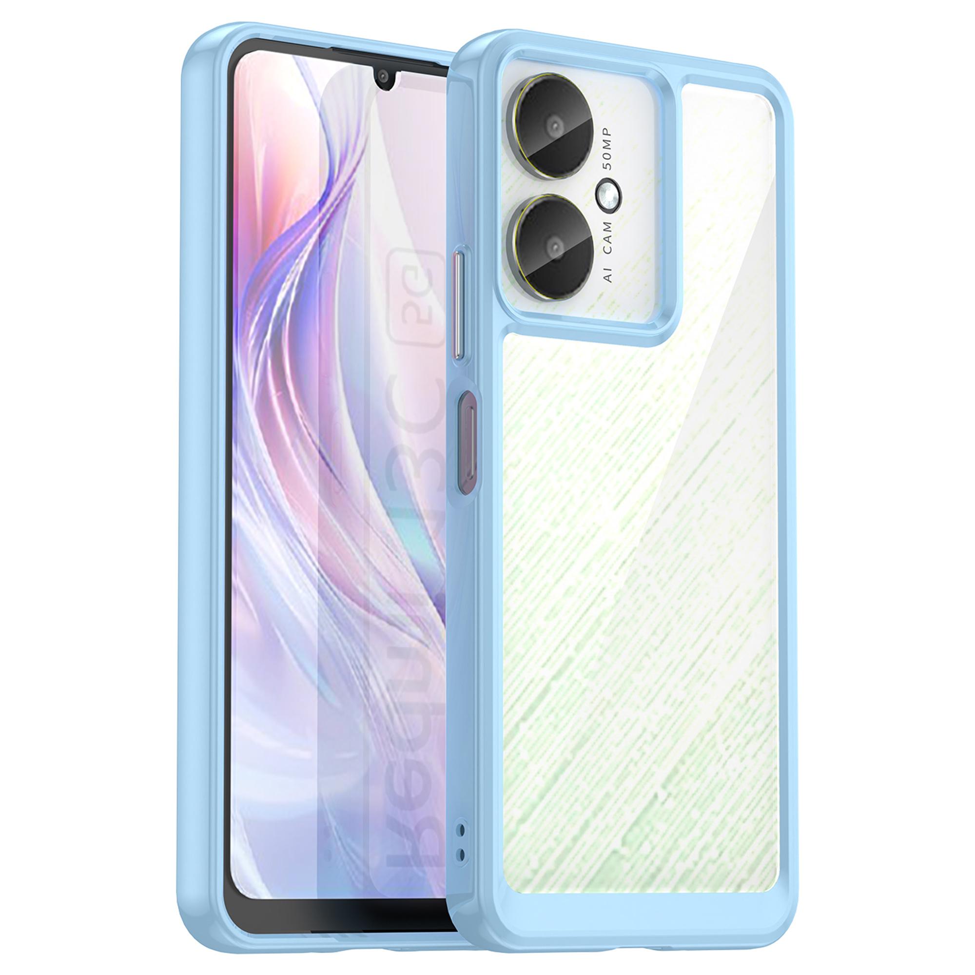 

For Xiaomi Redmi 13C 4G/5G/13R 5G/Poco M6 5G/Poco C65 4G Hybrid Case TPU+Acrylic Phone Back Cover Blue