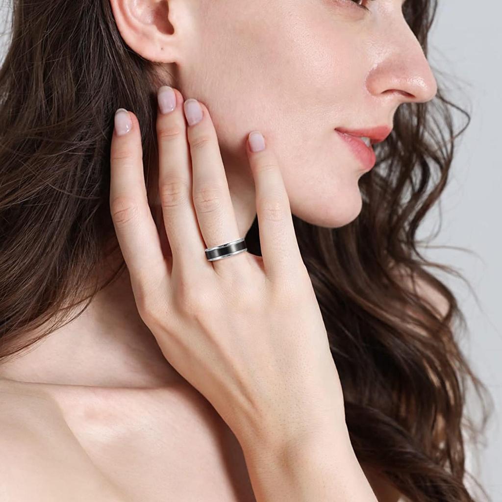 Stainless Steel Rotating Decompression Rings for Couples: Modern and Stylish