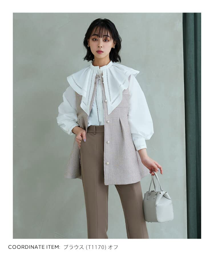 Louet Tweed Gilet Slim Straight Pants Suit Pants Dress Setup Mom Pants Suit Formal Casual Large Size Ceremony Entrance Ceremony Graduation Ceremony