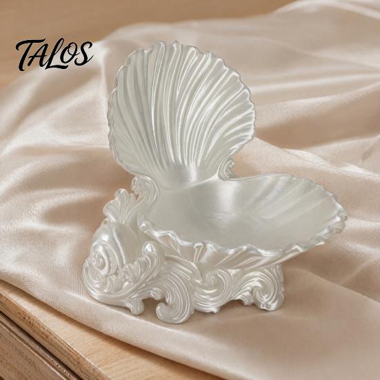 One-piece Molded Tray 3D Printed Shell Jewelry Tray, Decorative Desktop Storage Organizer for Dressing Trinket Dish Table, Opening Rings Earrings And