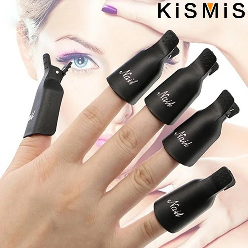 10Pcs Bag Colorful Acrylic Nail Art Soak Off Clips Nails Cleaning Manicure UV Gel Polish Wrap Tools Fingers