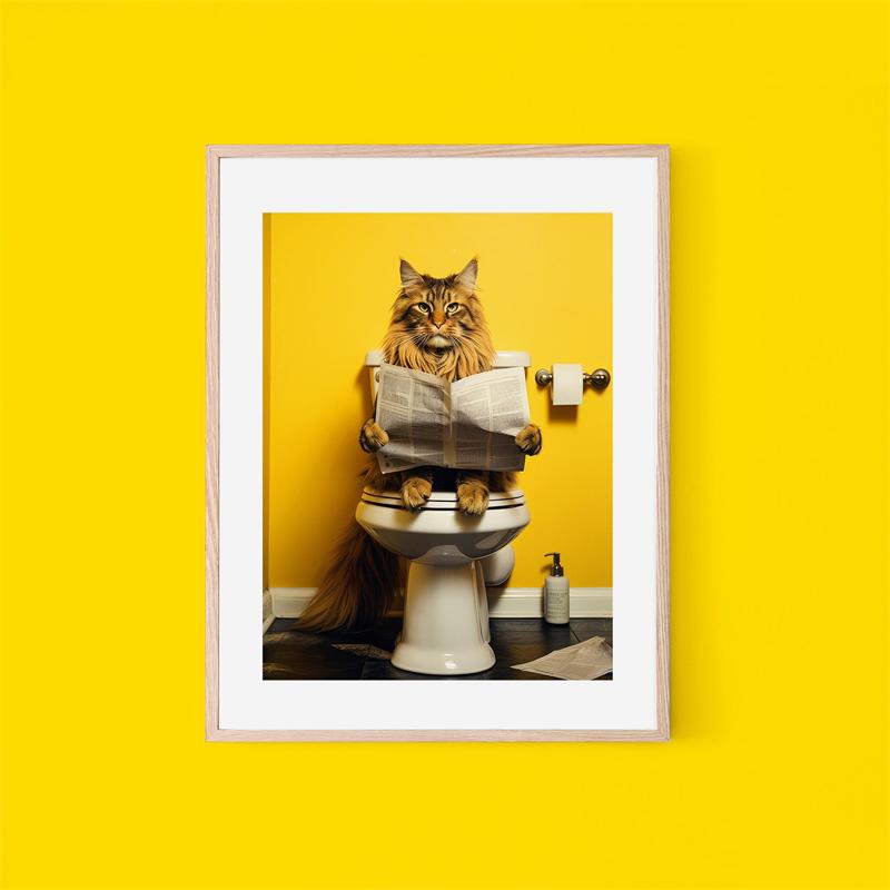 Pop Art Funny Toilet Reading Poster Aesthetics Cat Capybara Animal Canvas Prints Wall Art Room Decor Home Bathroom Decoration