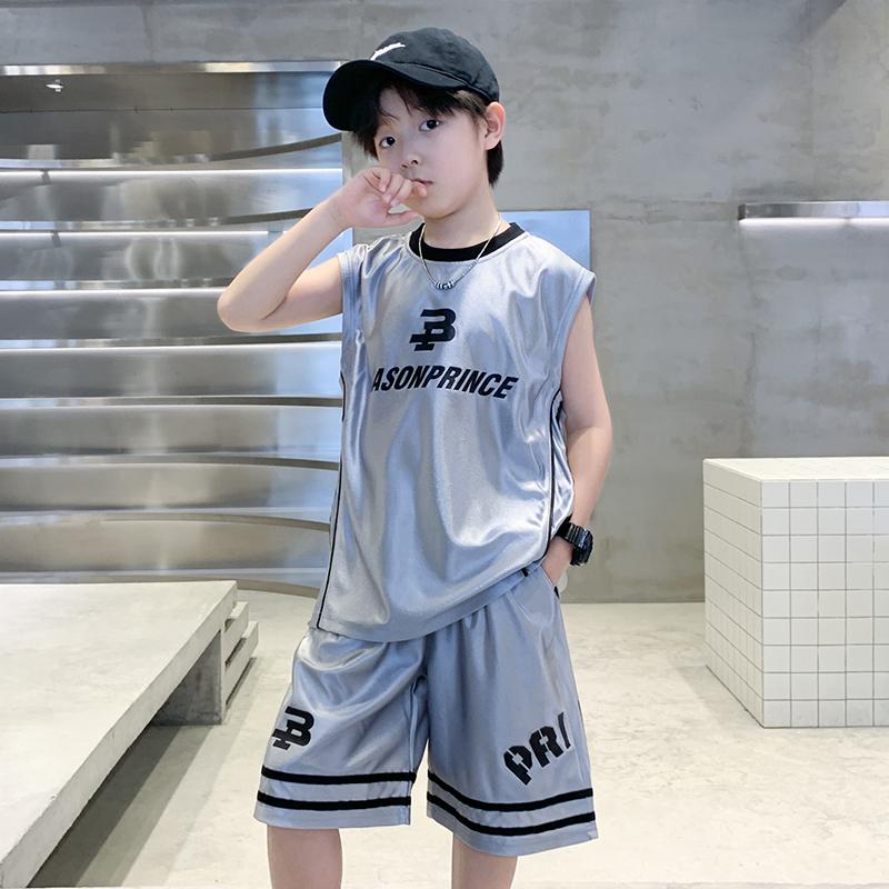 Boys' summer vest set 2026 new sports jerseys for middle-aged and young children's summer boys' quick drying basketball clothes trend