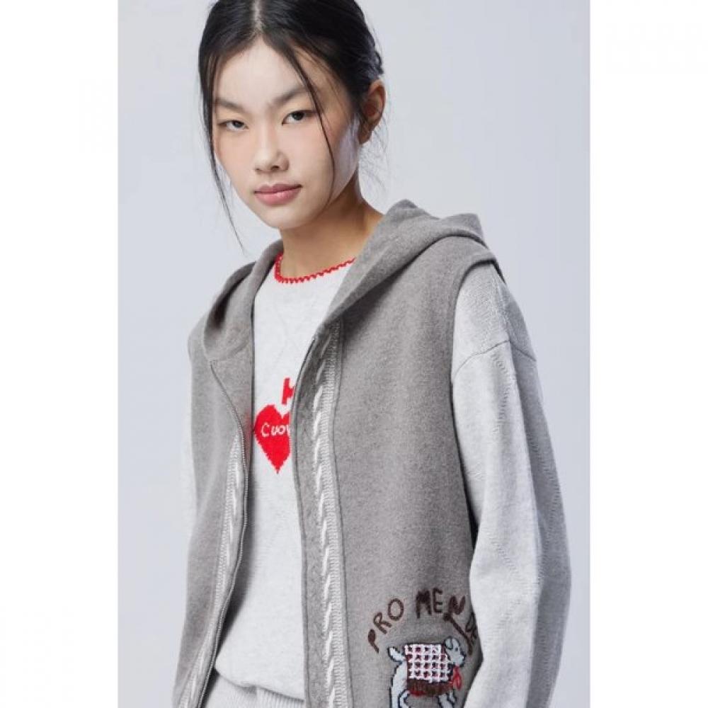Benetton Intarsia Dog Hooded Knit Vest Bakvf1611