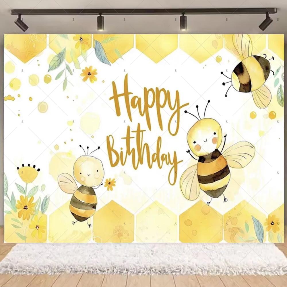 Cartoon Little Bee Theme Background Kids Birthday Party Decoration Honey Sunflowers Daisy Backdrop Newborn Baby Shower Supplies