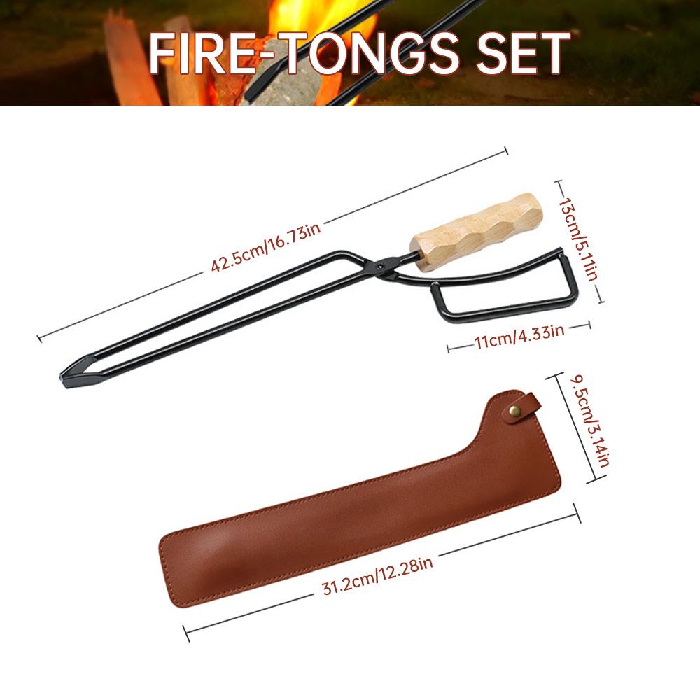 Metal Wooden Barbecue Fire Tongs Long Handle Wood Burner Fireplace  Charcoal Clip Portable Lightweight Outdoor Camping Equipment