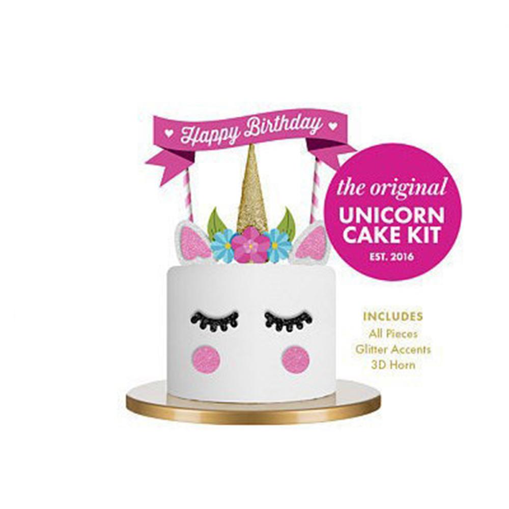 1set Unicorn Cartoon Happy Birthday Cake topper Cute Design Birthday Cake Decoration For Birthday Party Decor Supply
