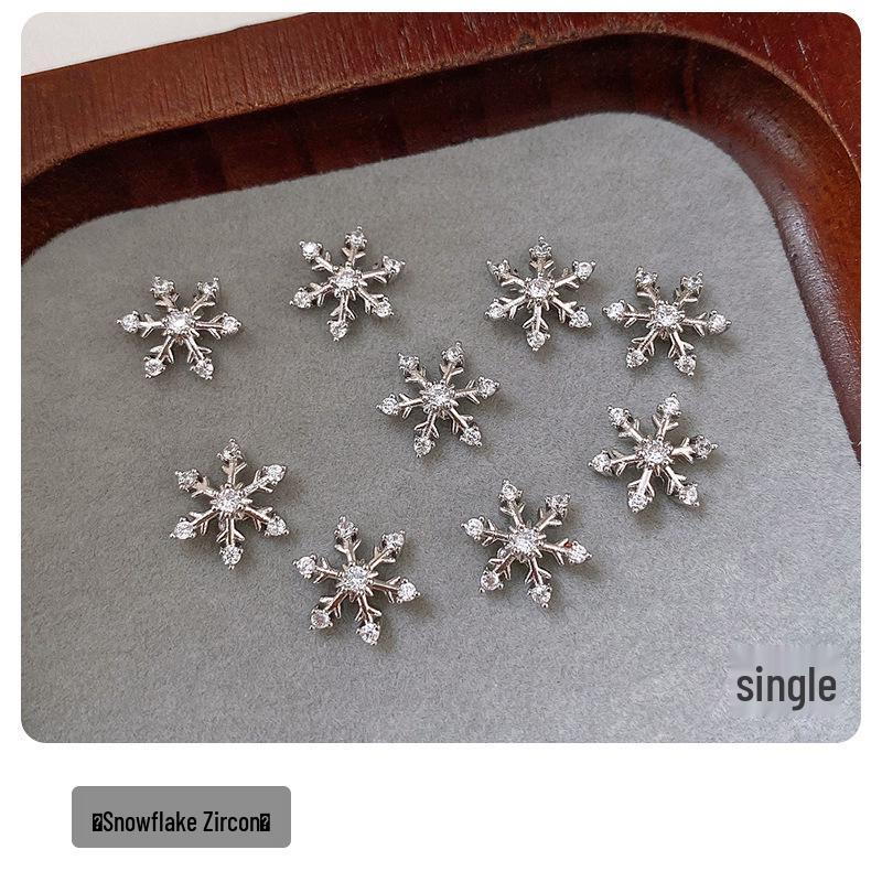 3D Christmas Snowflake & Bow Nail Art Cubic Zirconia Decoration Set