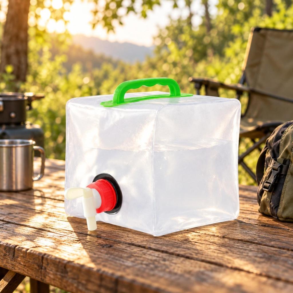 Foldable PVC Water Container SpaceSaving Jug with Handle Portable for Camping,