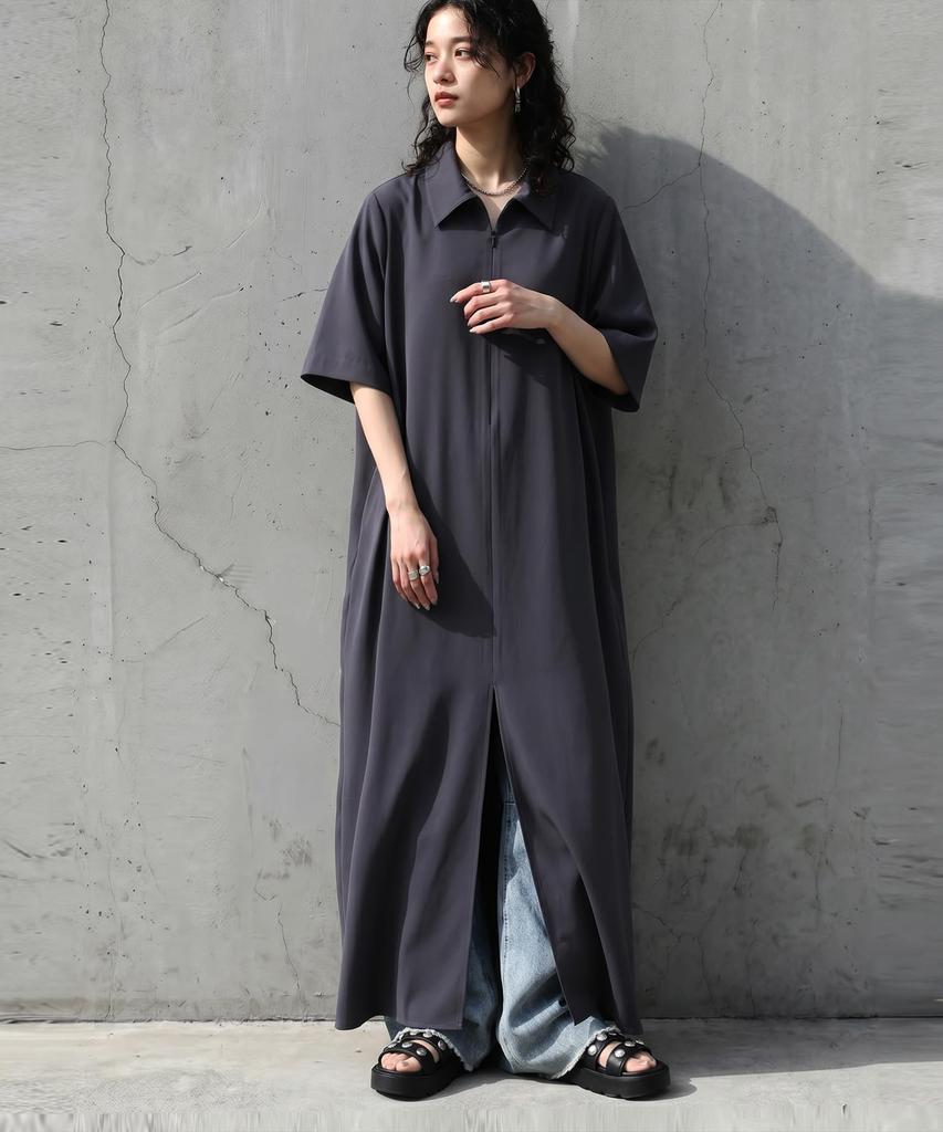 Antiqua shirt dress for regular front solid back Sheer flattering plus sizes 15 Gray Onesize [antiqua] Eye-catching, relaxed-fit women. Long,