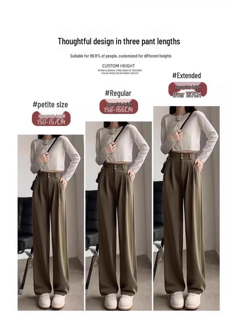 Damskie spodnie garniturowe z wysokiej półki, czarne, lejące się, z szerokimi nogawkami o prostym kroju - wyszczuplające, o swobodnym kroju na wiosnę/lato, idealne dla sylwetki w kształcie gruszki.