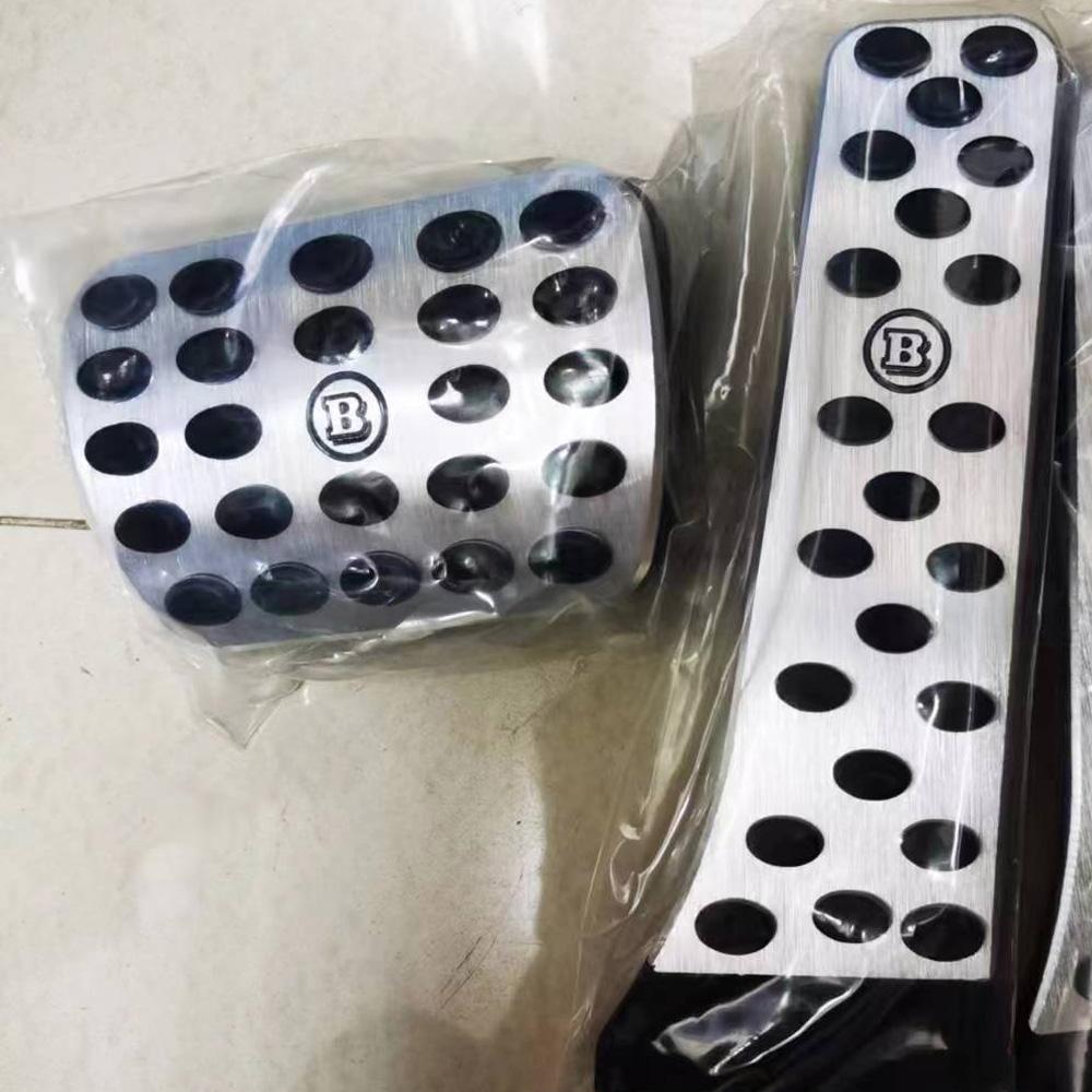 

Накладка на педаль газа и тормоза для автомобиля, 2 шт., серебристая, накладка на педаль акселератора, нескользящая накладка для Mercedes-Benz BRABUS Rocket AMG Maybach