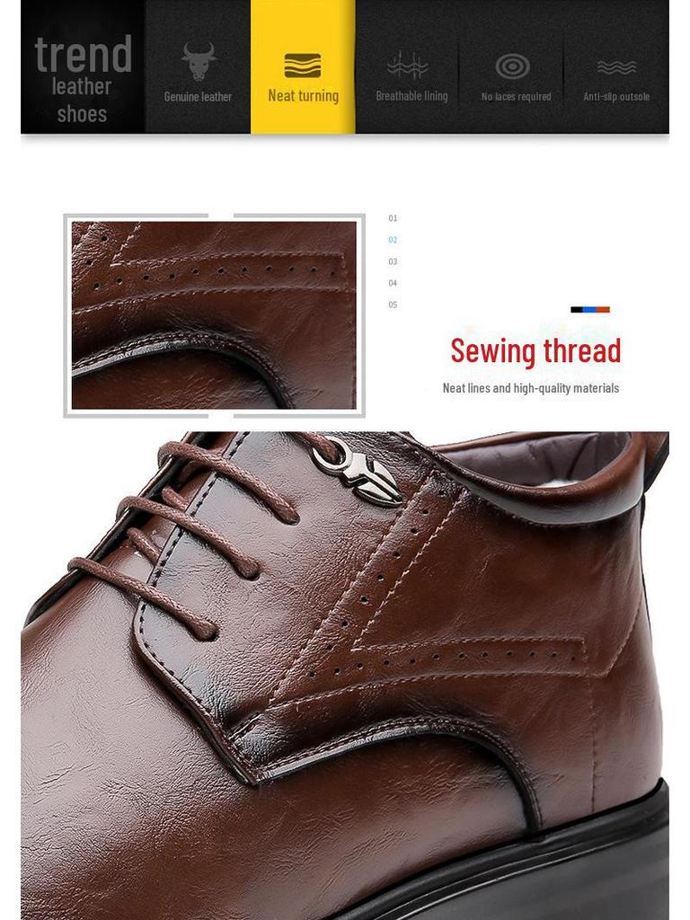 Men's High Top Business Formal Leather Shoes - Warm Winter Non-Slip Wool Velvet Lined