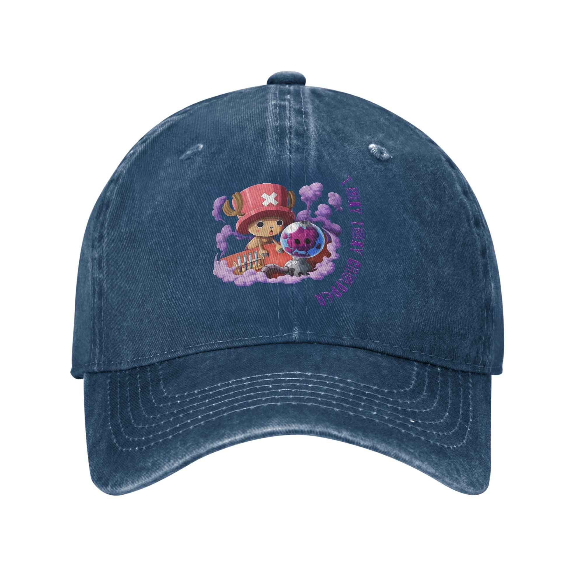 

One Piece Tony Tony Chopper Doctor Baseball Cap Classic Distressed Denim Sun Cap Unisex Style Unstructured Soft Hats Cap One Size темно-синий