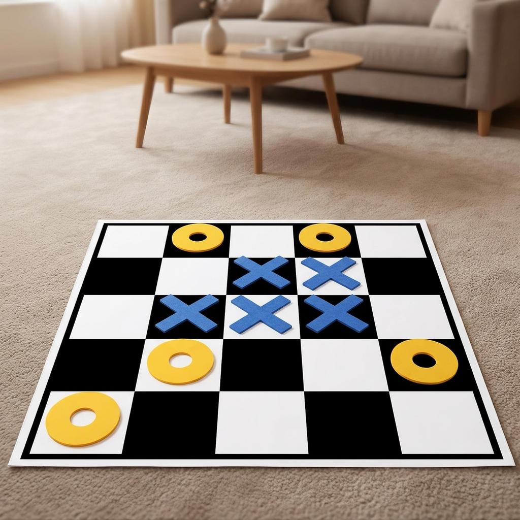 Portable Giant Noughts and CrossesToe | Jumbo, Tic Tac Toe Mat, Reusable, for