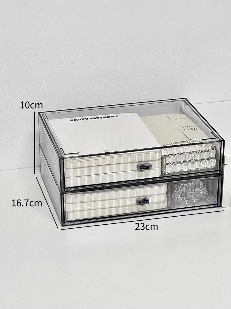 Desktop Storage Box Organizer Drawer-type Transparent Dormitory Study Table Stationery Storage Box Acrylic Desk Pen Book Rack