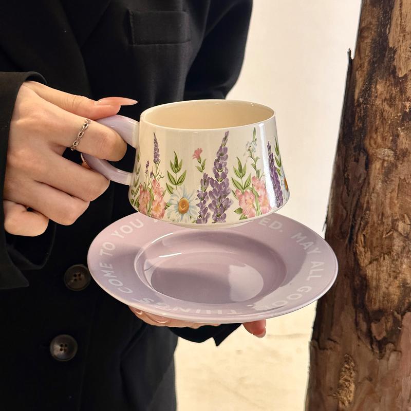 Retro Office Water Cup Girls High Value Coffee Cup Exquisite Ceramic Cup Set Souvenir Birthday Gift
