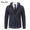 Men's Hooded Fleece-Lined Knitted Cardigan - Thick, Plus Size, Autumn/Winter 2023 Collection.