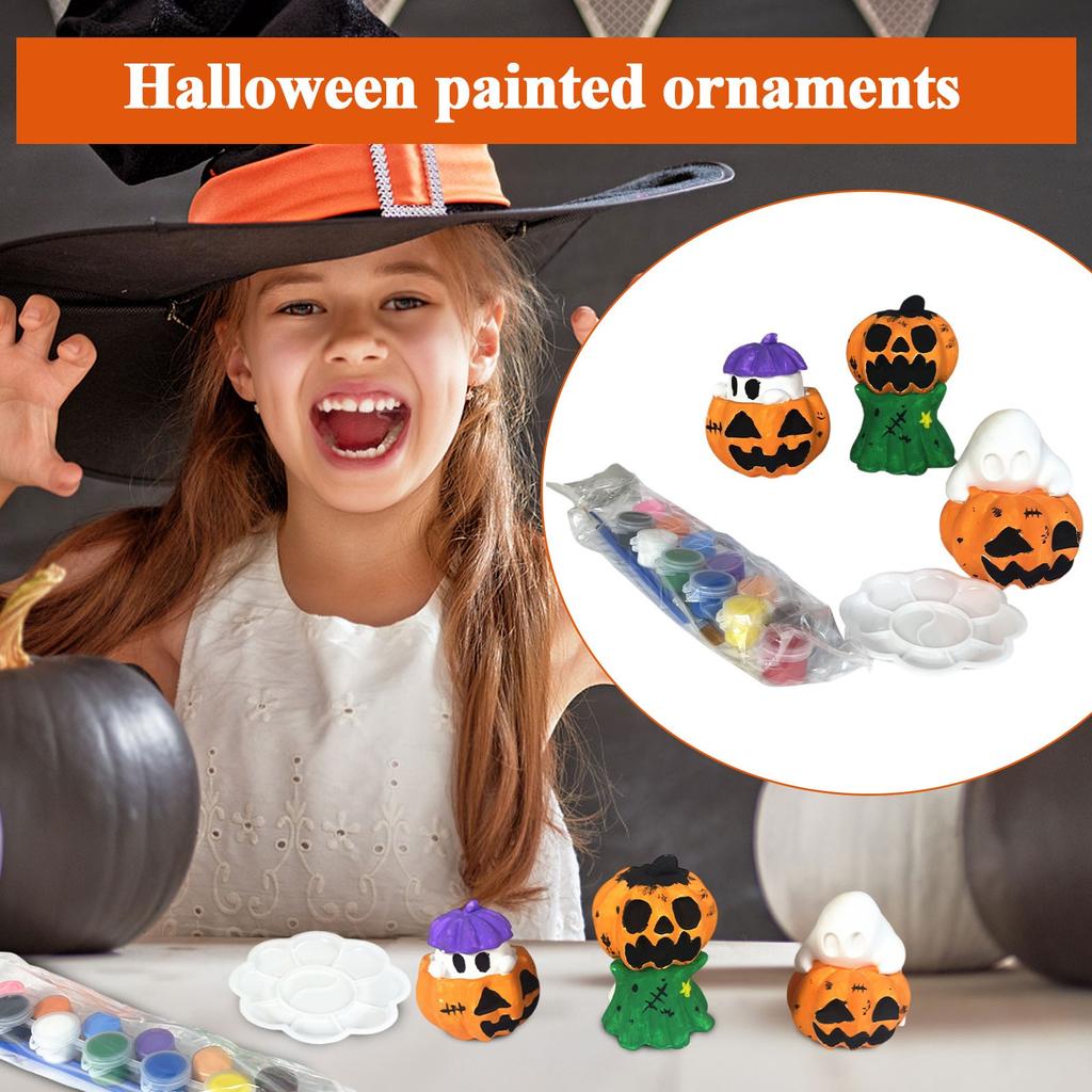 Halloween Pumpkin Plaster Wow Wow Wow Painted Children's Painting Toy Window Display Ornaments 60ml