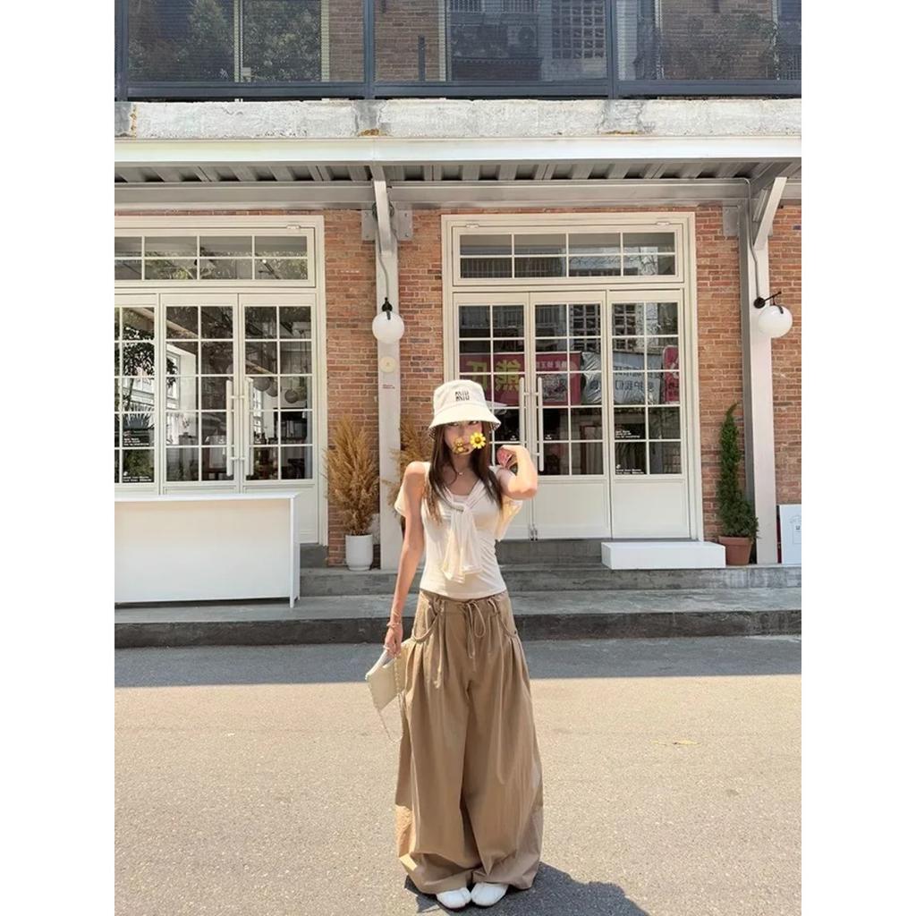 VIONA Loose Wide Leg Casual Pants Women's Fashionable Version Knife Edge Pants High Waist Nine Point Street Style Workwear Trend
