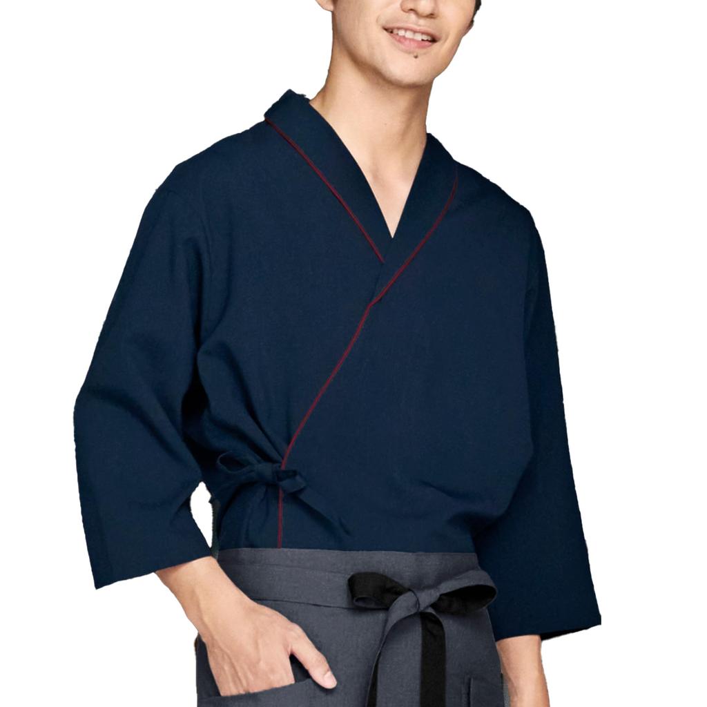 Albe Jinbei Sommer mit Schal Größen 5 Geeignet für Kappo Soba Japanisch G9106 Marine SS (Japanische Kleidung) Kragen, Farbblock, Schlitz, SS-3L, Stilvoll,