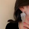 S925 Silver Needle Inlaid Diamond Long Tassel Earrings - Exaggerated European & American Style for Autumn/Winter Evenings