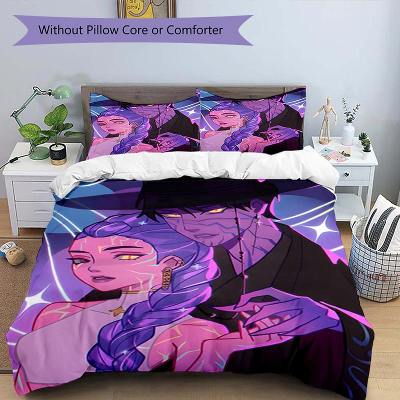 3pcs KPop Demon Hunters18 Design Cover Set - HD Printed Bedding with 1 Cover and 2 Pillowcases - Perfect for Home and Dorm Decor