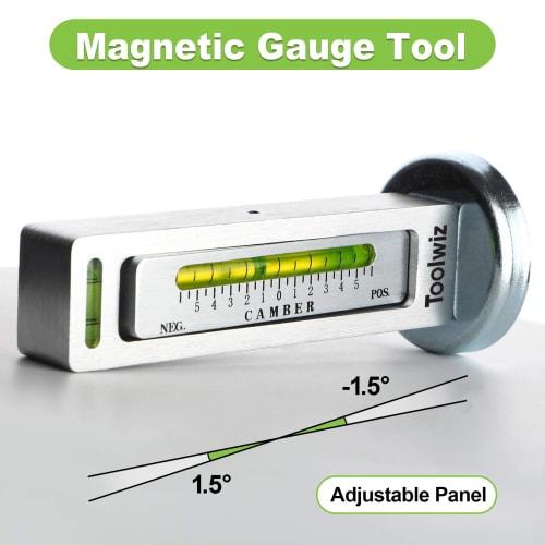 Toolwiz Tire Camber Gauge, 0 To }5, Aluminum, Universal Alignment Measurement, Magnetic, for Automotive Tire Alignment, Angle Measurement, and Repair