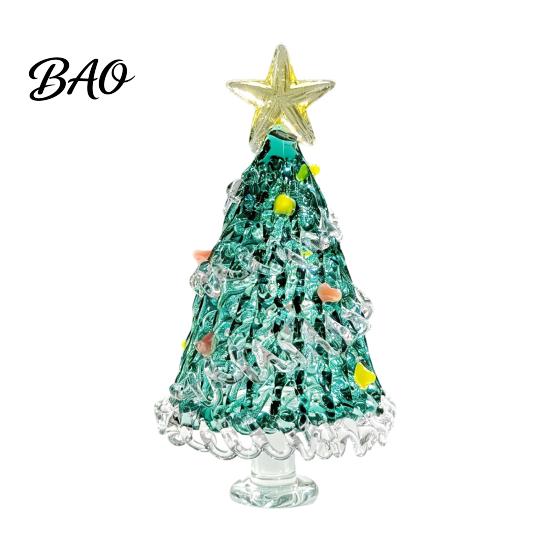 Holiday Desktop Decorations Hand Blown Glass Christmas Tree Figurine, Mini Tabletop Ornaments Xmas Ornament, Handmade Decoration Party Photo Props