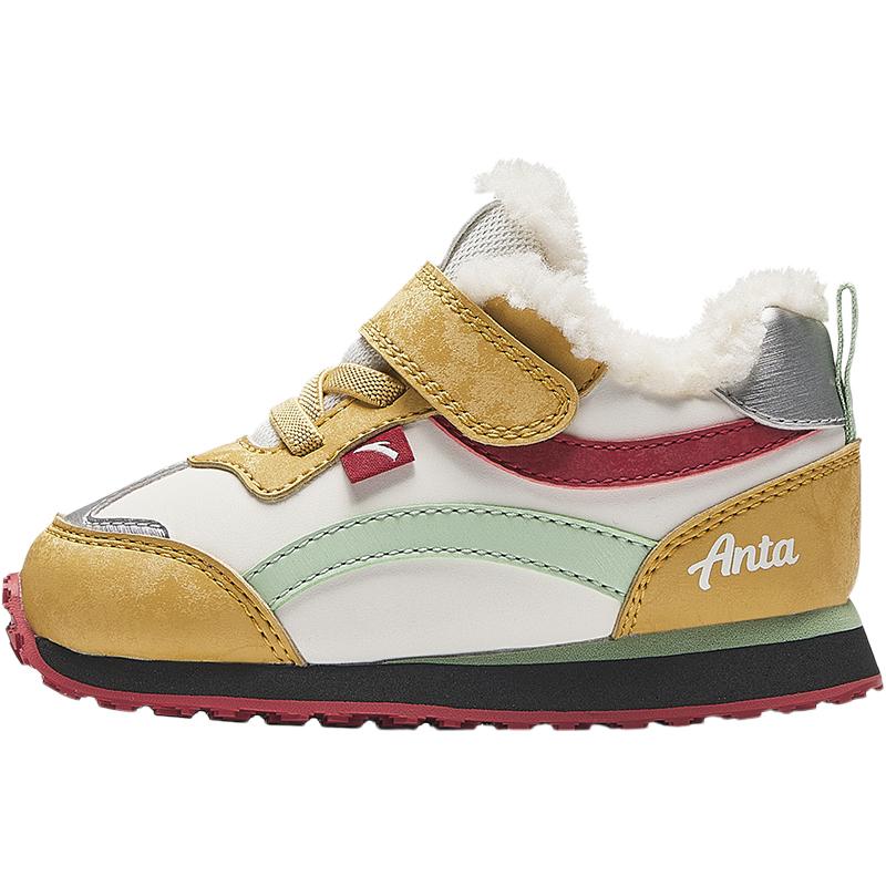 

Anta Детская модная обувь из синтетической кожи, защита от ударов, легкая, амортизирующая, теплая, низкая, для ходьбы, детская обувь, белая, желтая, A12440093-2 20