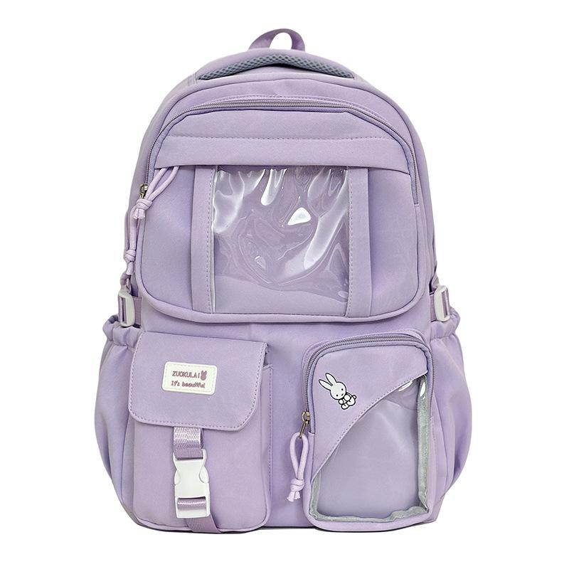 Schoolbag Cute Little Fresh Junior High School Student Large Capacity Schoolbag High School Student Backpack College Girl Transparent Pain Bag Baby 