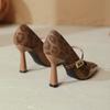 First encounter with leopard print royal sister brown high heels 2025 autumn new Hong Kong style single shoes with coat Mary
