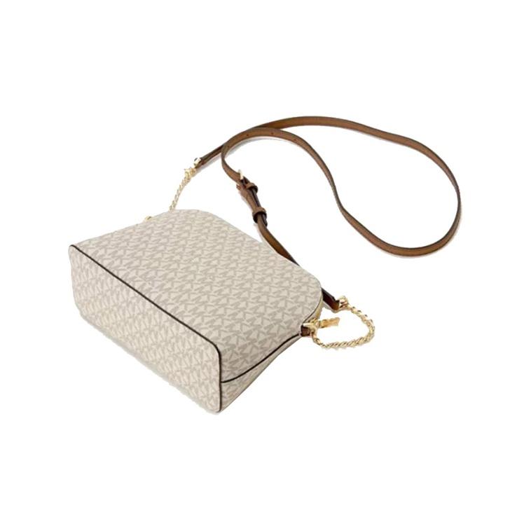 Michael Kors Mk Jet Set Travel Simple French Chain Logo Print Shell Bag Women Shoulder Bag Vanilla-White 35F1GTVC6B-VANILLA