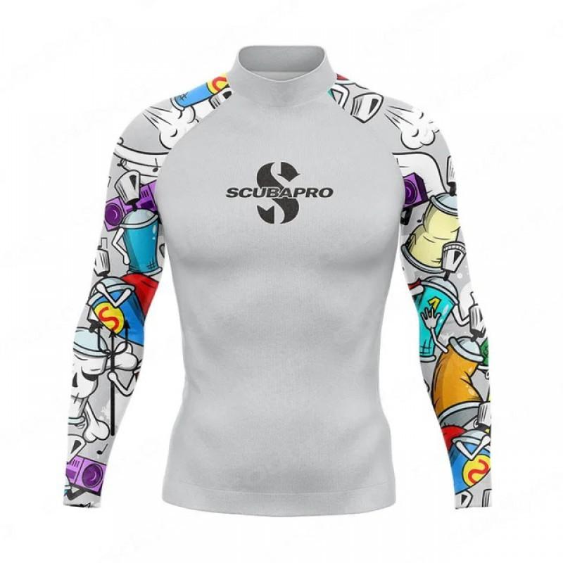 

SCUBA Surfing Suit UPF50 Sunscreen Beach Swimsuit Diving Jellyfish Long-sleeved Split Top XXL
