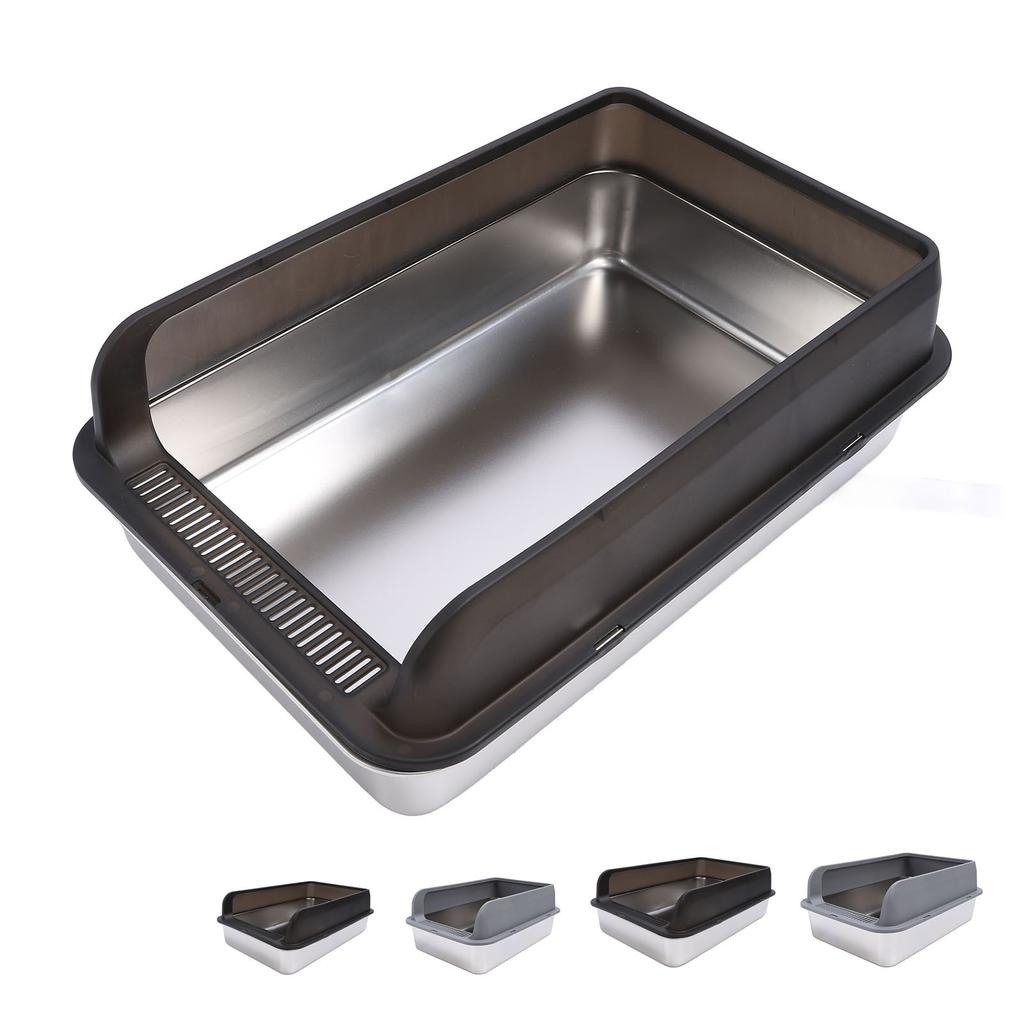 Stainless Steel Litter Box Anti Splashing Odorless Easy To Clean High Sides Semi Enclosed Cat Litter