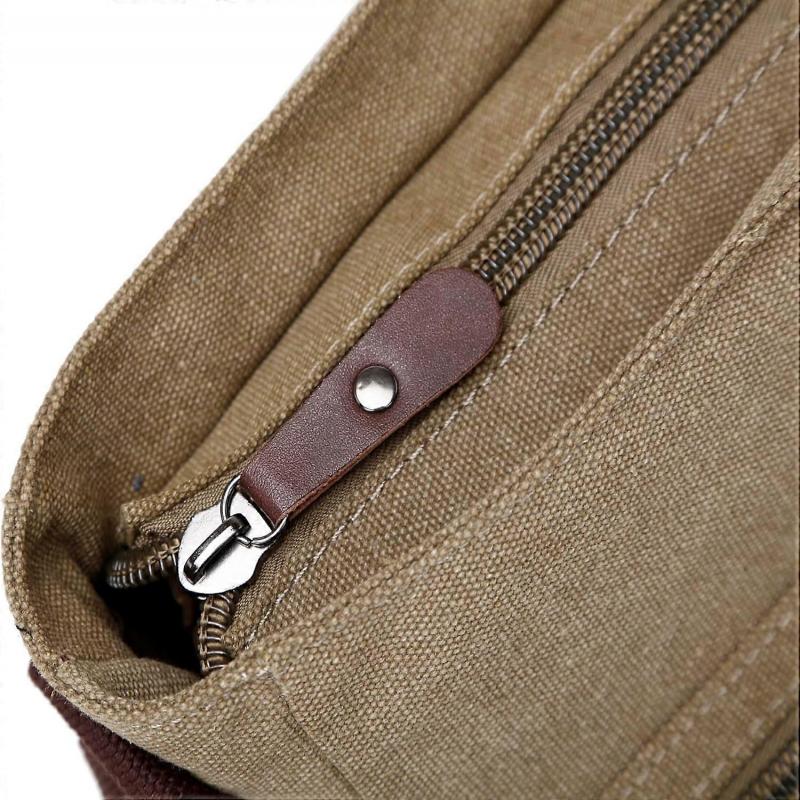 Canvas Leder Umhängetasche für Herren 15,6 Zoll Laptop, Vintage Schulter Aktentasche, Arbeitstasche, Schwarz