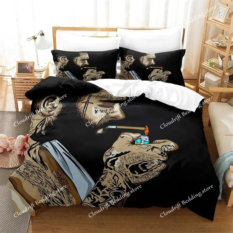 Nuova Copripiumino Stampa 3D P-Post M-Malone Stagione Unica Set Biancheria da Letto Piumone Morbido Copripiumino e Federe Singolo_Doppio_Queen