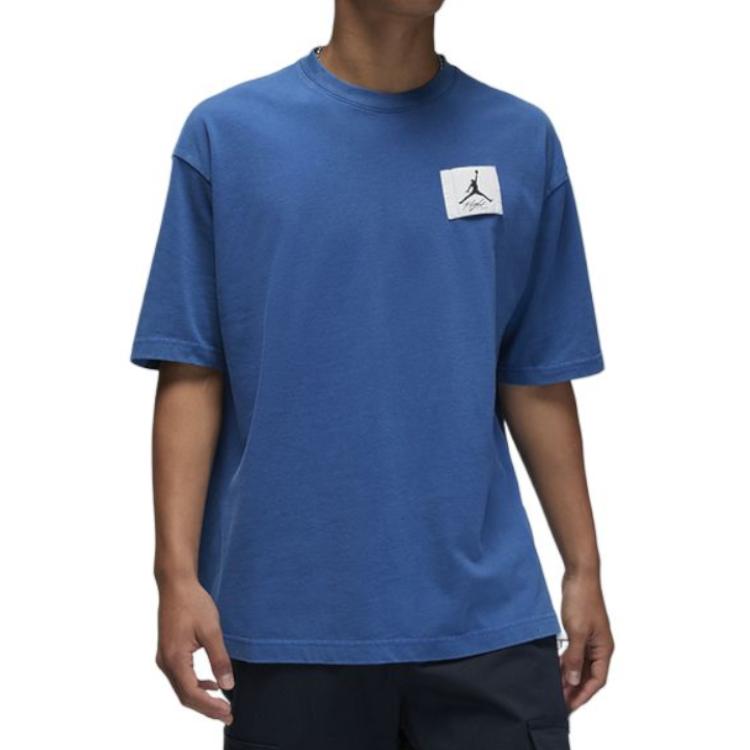 Jordan T-shirt da Uomo con Patch Logo, Girocollo, Manica Corta, Blu Francese DZ0605-486